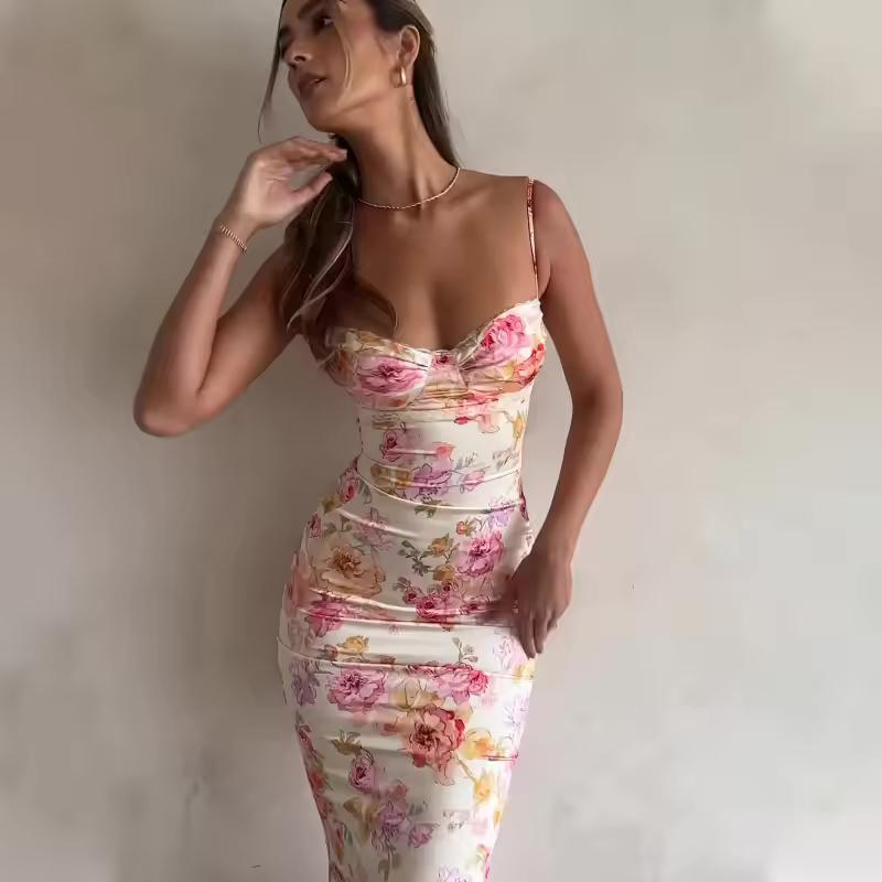 Product Introduction of Women's Slim Fit Sleeveless Floral Split Summer Dress - Comfort, Casual, Womenswear Beach Spaghetti Comfortable Day Elegance Elegant Feminine Overall 8