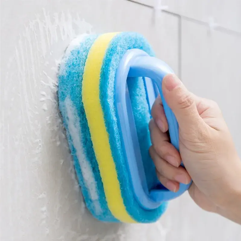 Household Cleaning Brush With Handle Dish Soap Bathroom Kitchen Tub Thicken Scrubbing Sponge Wipe Durable Tools Accessories Home 3