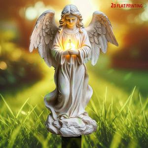 Angel Statue Garden Decoration, Waterproof & Weatherproof Acrylic Garden Pile, Religious Decoration, Lawn & Cemetery Ornament, Outdoor, Lighting , Garden Accessories, Exterior Decorative Statues, Garden Sculptures Statues