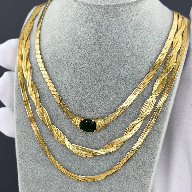 Classic herringbone chain necklace women s 2