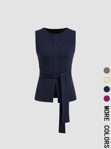 Women's Solid Ribbed Tank Top, Casual Sleeveless Top for Summer, Ladies Clothes for Daily Wear