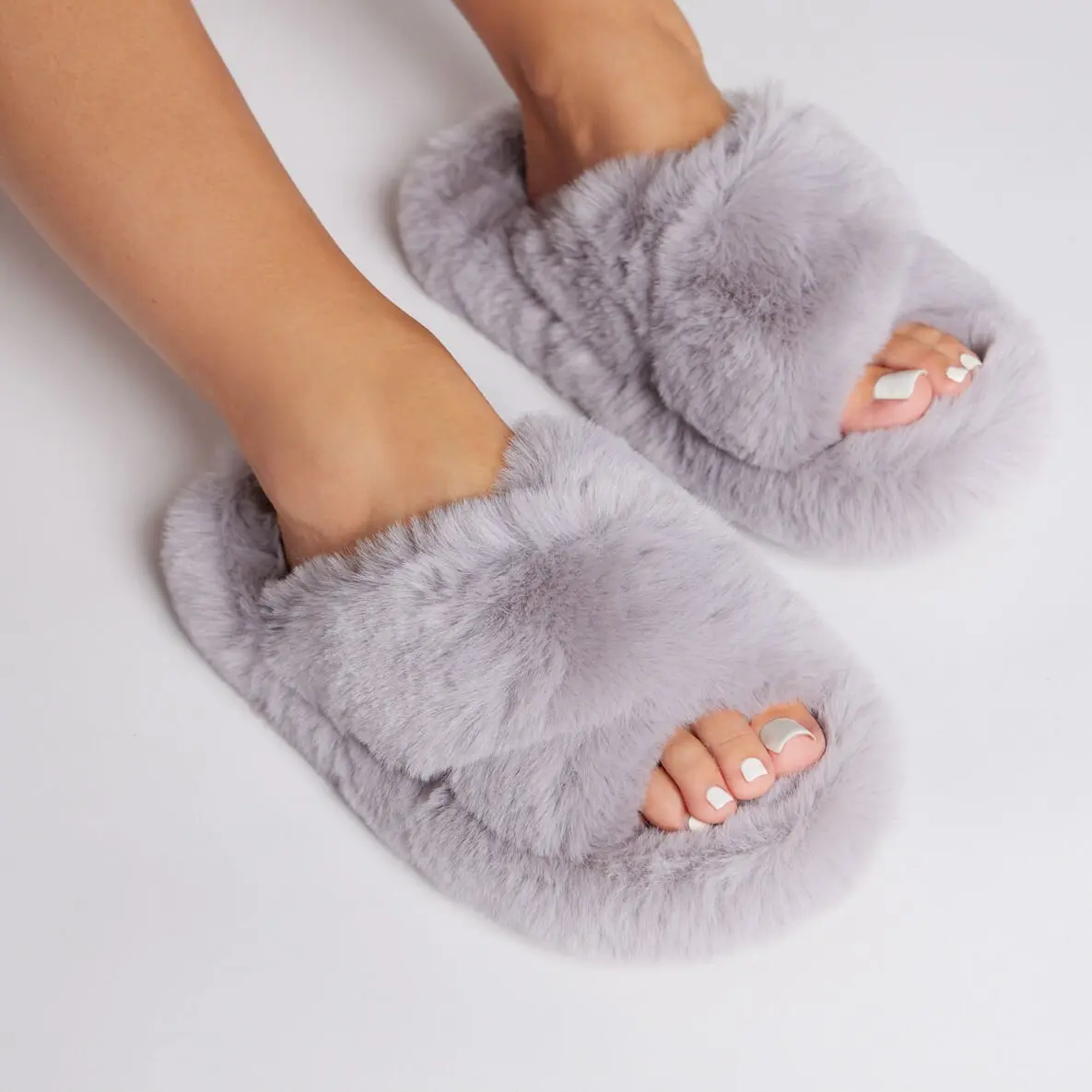 Ridge sole cross band slider slippers