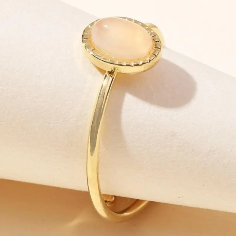 1pc fashion ring with natural stone decoration in adjustable opening style, perfect for women's daily wear, birthday gift 2
