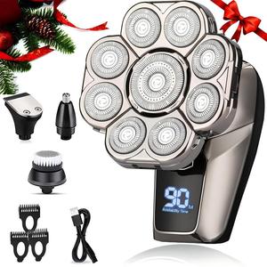 6 in 1 Electric Head Shaver, 1 Box Waterproof Wet/dry Grooming Shaver & Accessories, Cordless Rechargeable Bald Head Razor for Home & Travel Gift, Multifunctional Epilator