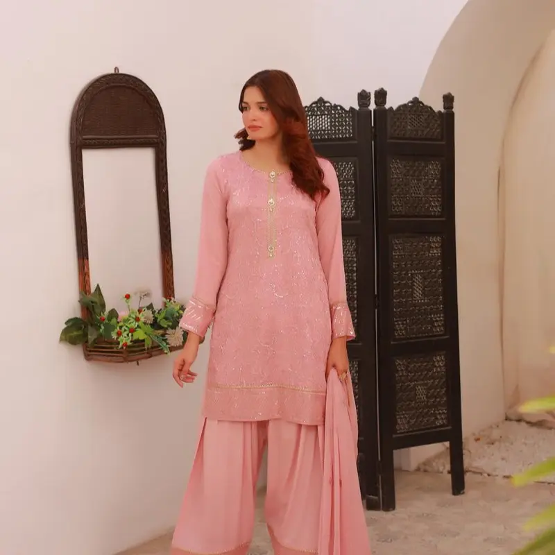 Farshi shalwar shifone embroidered suit