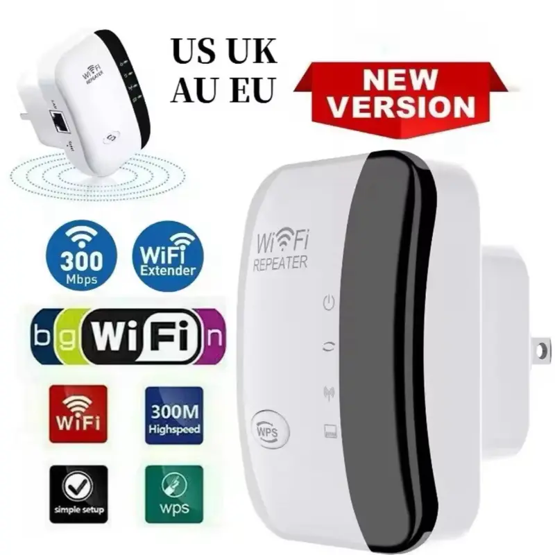 E&I    1pcs UK Plug WiFi Extender with Ethernet Port - 2.4GHz, 300Mbps WiFi Booster, Supports Repeater/Router/AP Mode & WPS, One - Tap Setup, Compatible with All Network Routers 0