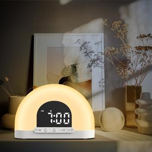 Sunrise Simulation Alarm Clock, 1 Count USB & Battery Powered (Excluded Battery) Alarm Clock with Dual Alarm Setting, Bedside Night Light with Snooze Function for Home Bedroom, Decor