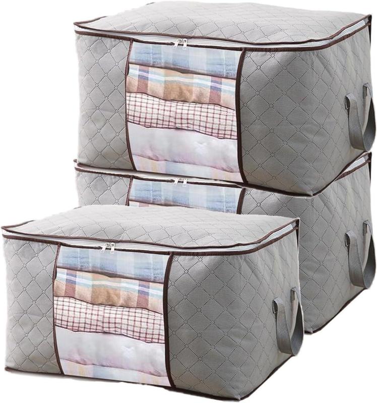 4Pcs Clothes Storage Bags Zipped Organizer for Underbed Wardrobe Cube Closet 6