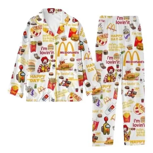McDonald's Pyjama Set, Fast Food Lover Matching PJs, Funny Worker Sleepwear, Family Pyjamas Set, Midnight Snack Shirt