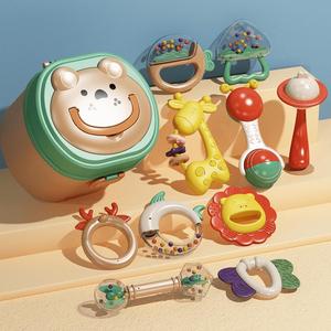 Cute Soft Animal Design Rattle Toys, 1 Set Silicone Rattle Baby Teether Set with Storage Box, Cute Animal Shaped Infant Toys with Rattle for Babies