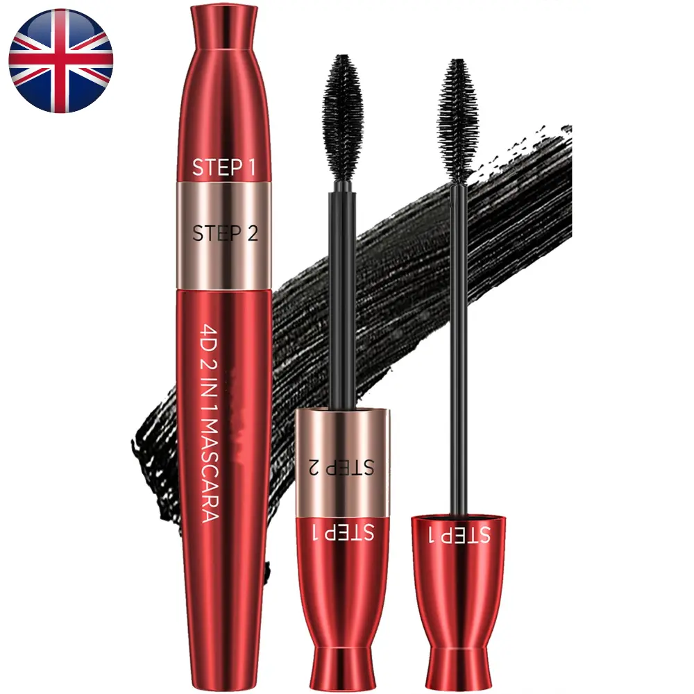 4D Silk Fiber Mascara, 2-in-1 Waterproof Mascara, Long-Lasting Length and Volume (UK ONLY)