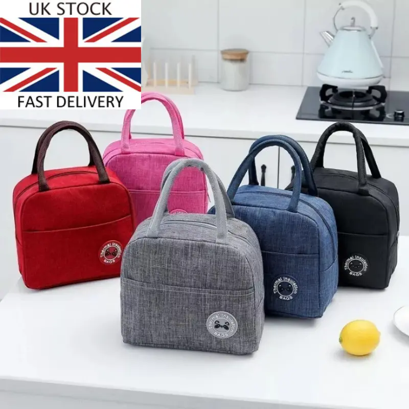 Insulated Cool Thermal Lunch Bag Food Storage Picnic Tote Bag For Kids Adult UK