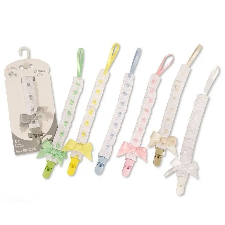Baby Dummy Clip with Lace Band and Bow for Fashionable Babies