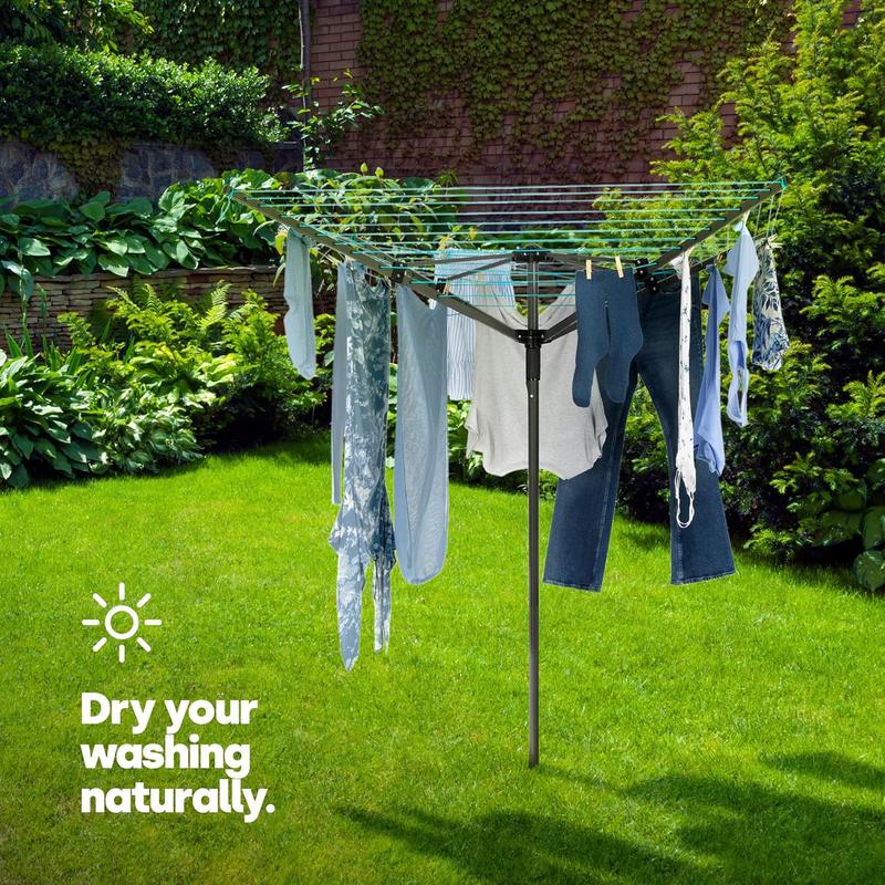 Outdoor Garden 4 Arm 45m folding Rotary Washing Line Clothes Airer Dryer with Free Ground Spike and Cover (Charcoal) 1
