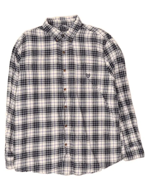 Pre-Owned Vintage CHAPS Mens Flannel Shirt Large Black Check Cotton 1