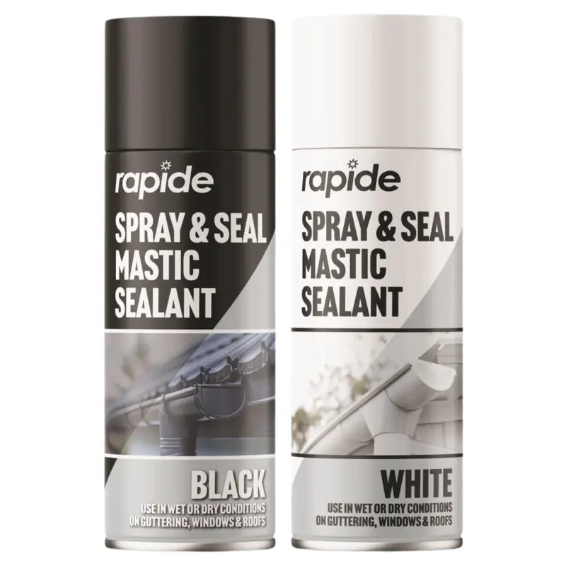 Rapide Spray and Seal Mastic Sealant 300ml | Multi Packs | Black & White | Ideal for Roofing and Guttering 0