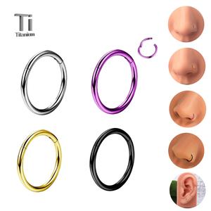Oufer 20G G23Titanium Hinged Segment Nostirl Piercing Nose Ring Ear Piercing Hoops 5mm-13mm Inner Diameter