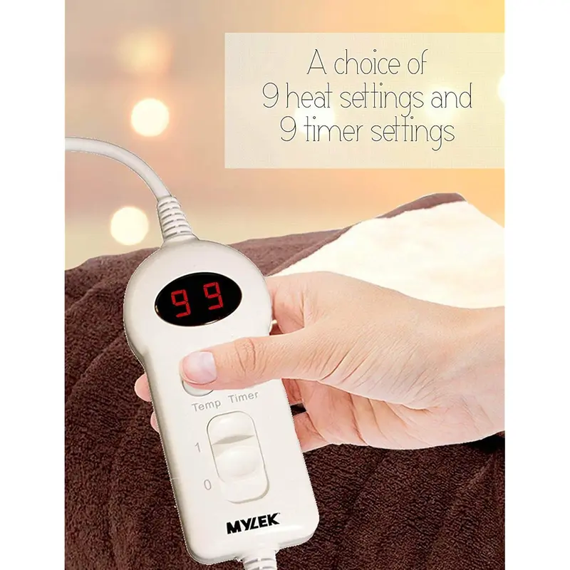 2025- Electric Heated Throw / Over Blanket in Chocolate & Cream - 9 Heat & Timer Settings - Easy To Use Digital Control - Mane Washable - Ultra Soft, Cosy Finish - 160 x 120cm 3
