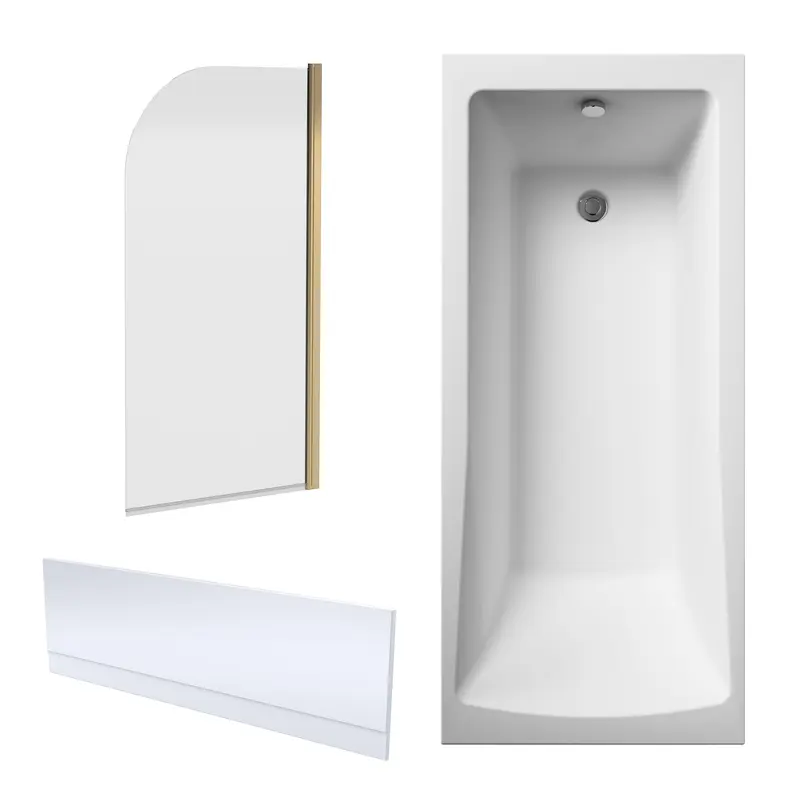 Bath Suite -1700x700mm Square Bath, Front Panel and Round Screen - Chrome 0