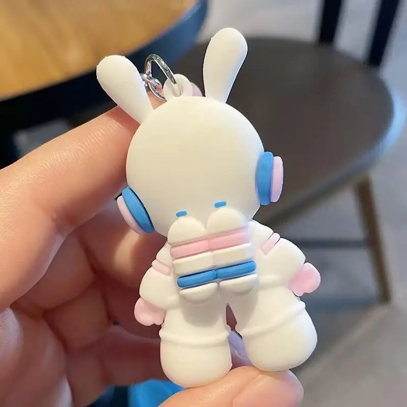Space Rabbit Leather Keychain Car Gift Pendant Male and Female Couple Cartoon Doll Bag Pendant Activity Gift 3