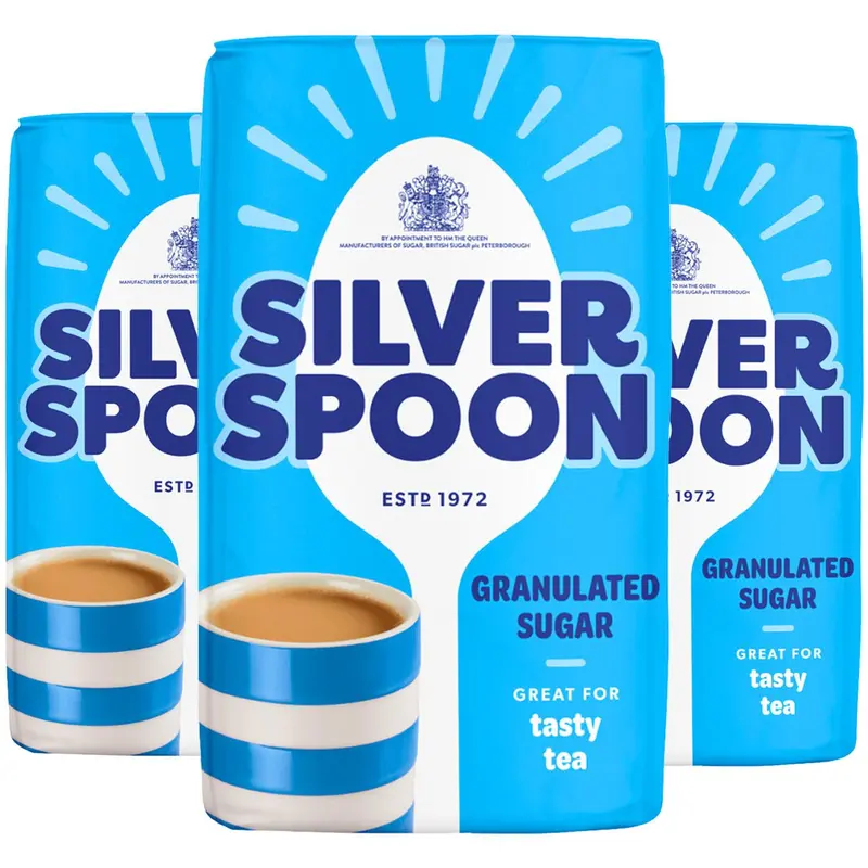 Silver Spoon Granulated Pure Cane Tea Coffee White Sugar British Bag Pack 3x1kg 0