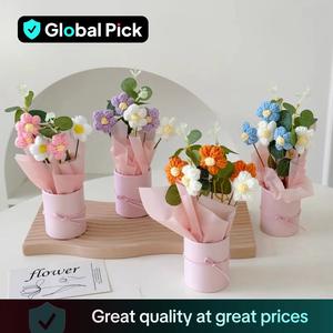 1 pcs Charming Handmade Crochet Daisy Bouquet with Vase - Ideal home decoration, perfect gift for Valentine's Day, Mother's Day, Christmas, Thanksgiving, Mother's Day, surprise for girlfriend or mom