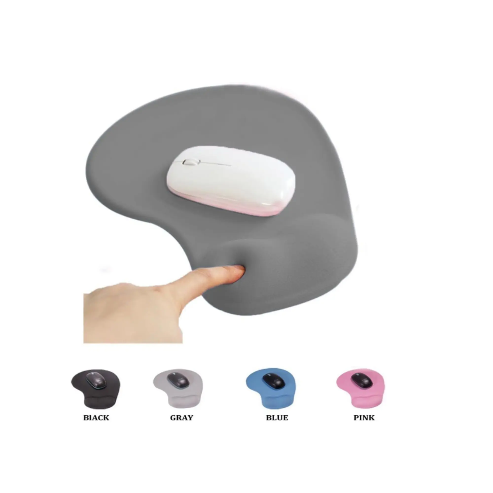 SHESHY Gel Mouse Pad with Wrist Rest - Ergonomic Mouse Mat with Gel Support, Non-slip Rubber Base, Available in Gray, Black, Pink, Blue