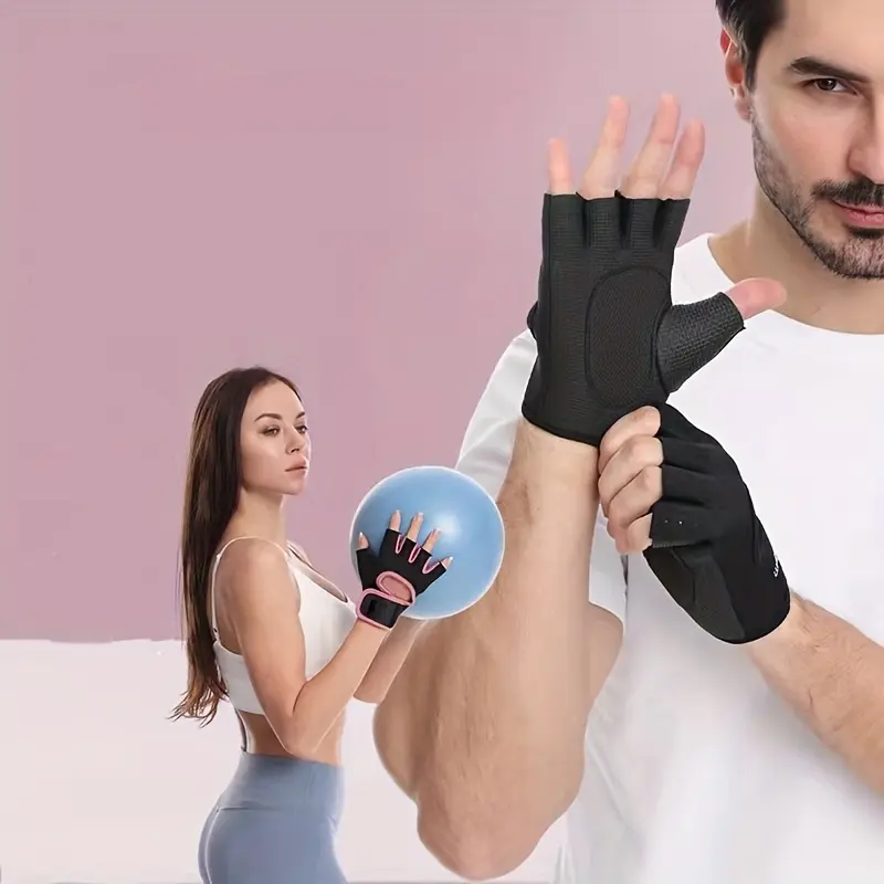 Breathable Half-Finger Fitness Gloves - Non-Slip Grip for Gym & Outdoor Workouts, Durable Polyester, Easy Pull-On Design for Weightlifting & Strength Training 0