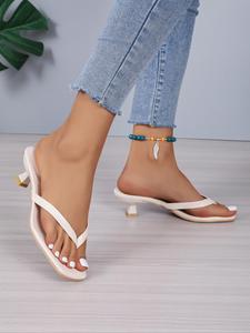 Women's Fashionable Plain Color Slingback Sandals, Casual Versatile Heeled Sandals for Summer, Lightweight Breathable Comfortable Shoes for Daily Wear, Girl, Strap Sandals