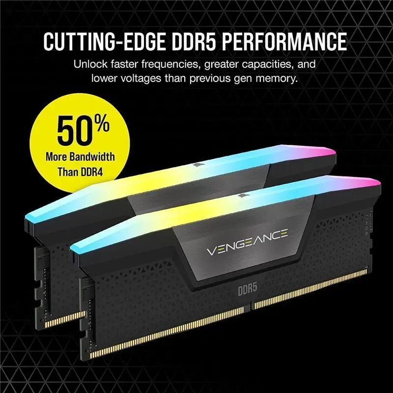 VENGEANCE RGB DDR5 RAM 32GB (2x16GB) 6000MHz CL36 Intel XMP iCUE Compatible Computer Memory - Black (CMH32GX5M2E6000C36) 2