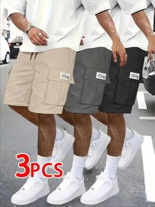 Men's Solid Color Pocket Cargo Shorts, Casual Comfy Breathable Shorts for Summer, Men's Bottoms for Daily Wear