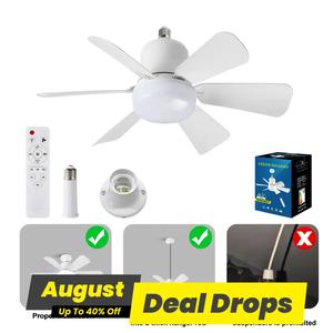 Ceiling Fan Light with Remote Control, E27 3-Speed Adjustable Ceiling Fanlights, Indoor Decorative Light for Livingroom, Bedroom, Kitchen