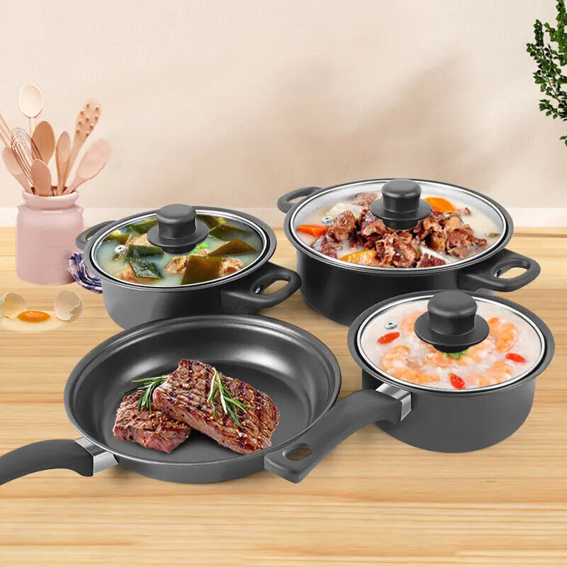 13 pcs/set non stick saucepan cookware set cooking pot frying pan set with lids a Glass Handles 5