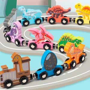 Wooden Dinosaur Train Toy, 1 Set Number Train Montessori Toy, Block Assembly Toy for Birthday Gift