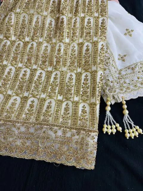 Unstitched White Partywear Suit - Elegant and Sophisticated - Skincare 2