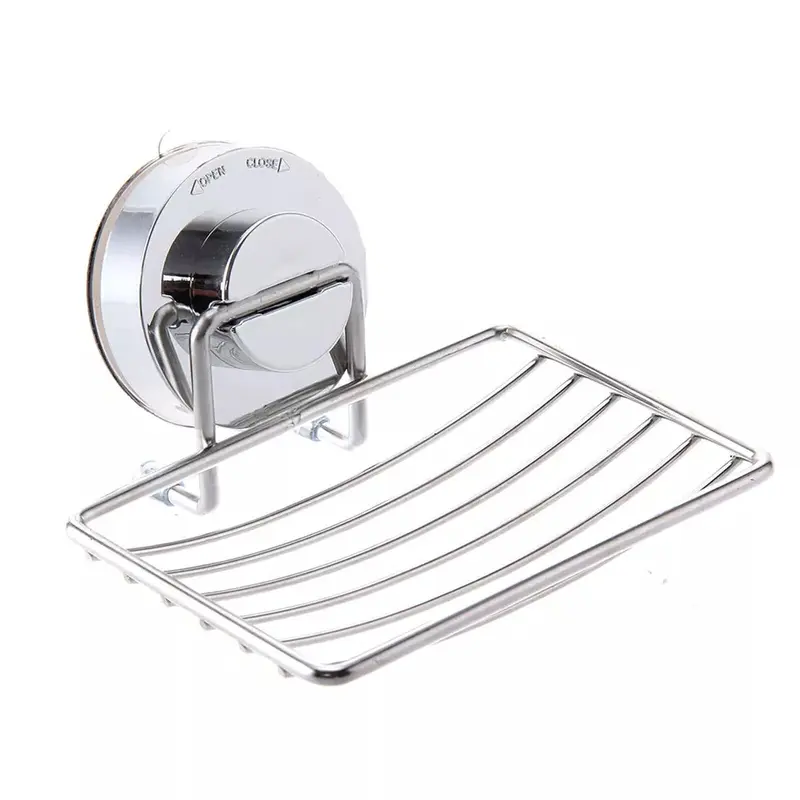 Strong Suction Bathroom Shower Chrome Accessory Soap Dish Holder Cup Tray UK 4