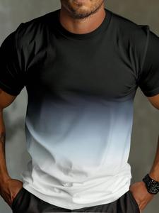 Men's Ombre Print Short Sleeve Tee, Loose Casual Soft Comfy Round Neck T-shirt for Summer, Fashion Men's Top for Daily Wear