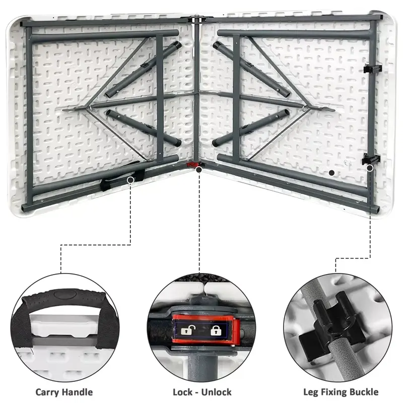 Heavy Duty Folding Trestle Table for Camping, Picnics, and BBQ Parties - 4ft, 5ft, and 6ft Sizes 2