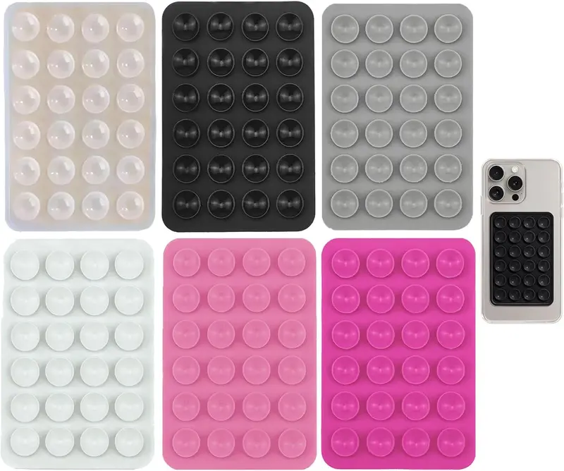 6 PCS Sticky Phone Grip, Silicone Suction Cup Holders, Suction Cup Holder, Anti-Slip Phone Sticker for Walls, glass, tiles, Compatible with All Phones and Cases 0