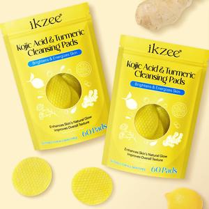 Kojic Acid & Turmeric Nourishing Cleansing Pads, 60 Pads/120 Pads Skin Revitalized Comfort Facial Care Face Cleaning Pads for Daily Skincare, Skincare Gift Set, Skin Revitalizing Pads, Skin Care Products, Cleanser, Cosmetic, Face Cleaning Wipes