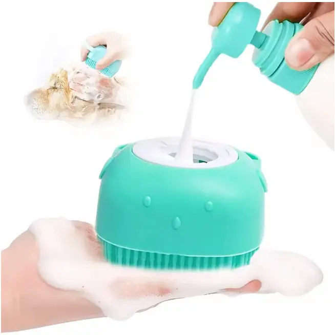 Soft Silicone Pet Shampoo Brush & Massager – Grooming & Bathing Brush