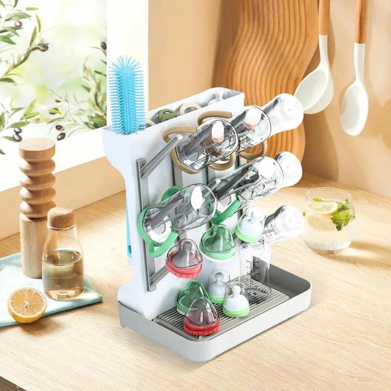 Baby Bottle Drying Rack – 3-Tier Vertical Design with Detachable Drip Tray, Quick Drying for Baby Bottles and Pump Part Cleaning 6