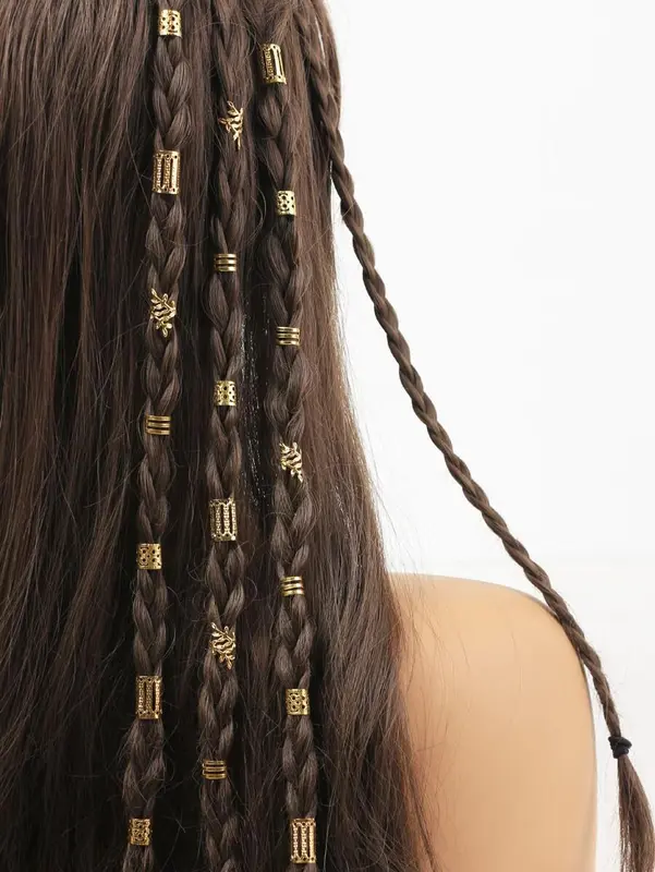 40pcs Gold Color Hair Rings Set, Street Style Party Braids Hair Accessories, Women Hair Clips, Summer Braid Decorations - hair accessories women 3