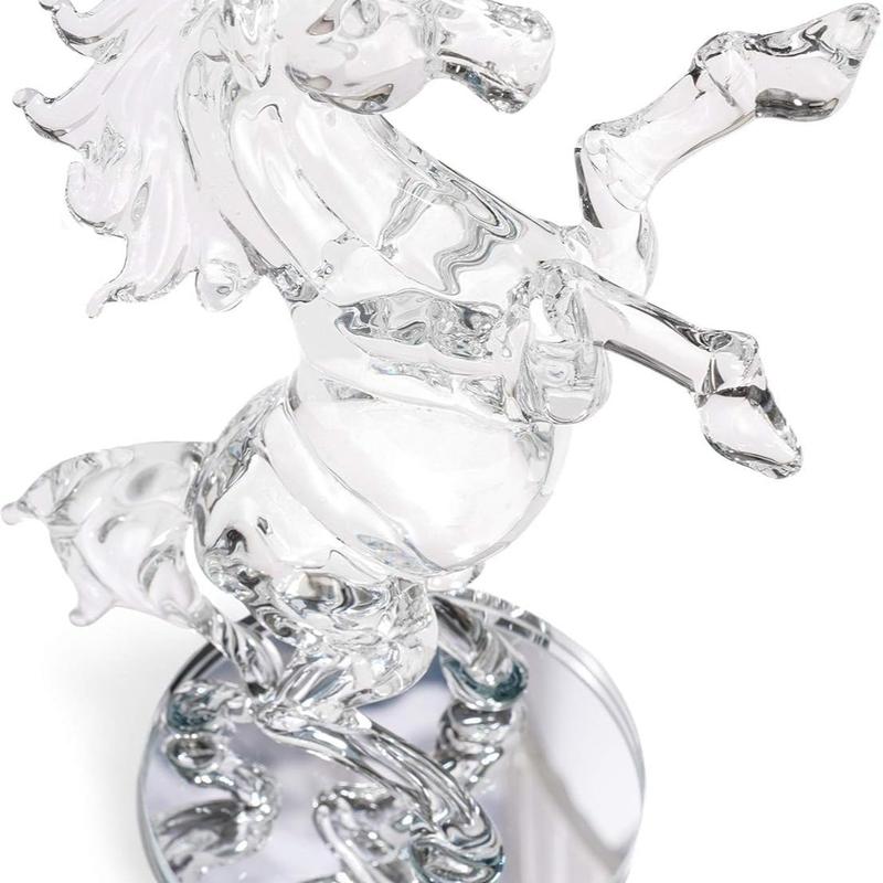 SEGOY Horse Ornament, 20cm, Transparent, Oval Base, Home Decor Gift 5