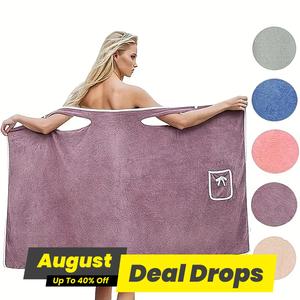 Women's Coral Fleece Bathrobe, 1 Count Soft Absorbent Bath Skirt, Ladies Wearable Bath Towel, Bathrobe for Beach Spa Sauna Shower