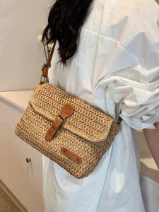 Women's Fashionable Straw Bag, Casual Versatile Shoulder Crossbody Bag for Daily Used, Trendy All-match Commuter Bag