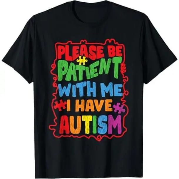 Retro Please Be Patient With Me I Have Autism Autistic Kids T-Shirt Gildan Heavy Cotton 1