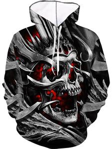Unisex Men's Drawstring Hoodie, Fashion Essentials Hoodie, Casual Halloween Skull Print Long Sleeve Pocket Hooded Sweatshirt for Spring & Fall, Men's Top for Daily Wear Essentials Hoodie for Men