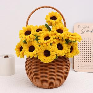 10pcs Finished Handmade Chenille Stems Sunflower Flower for Wedding Table Decor (without vase)
