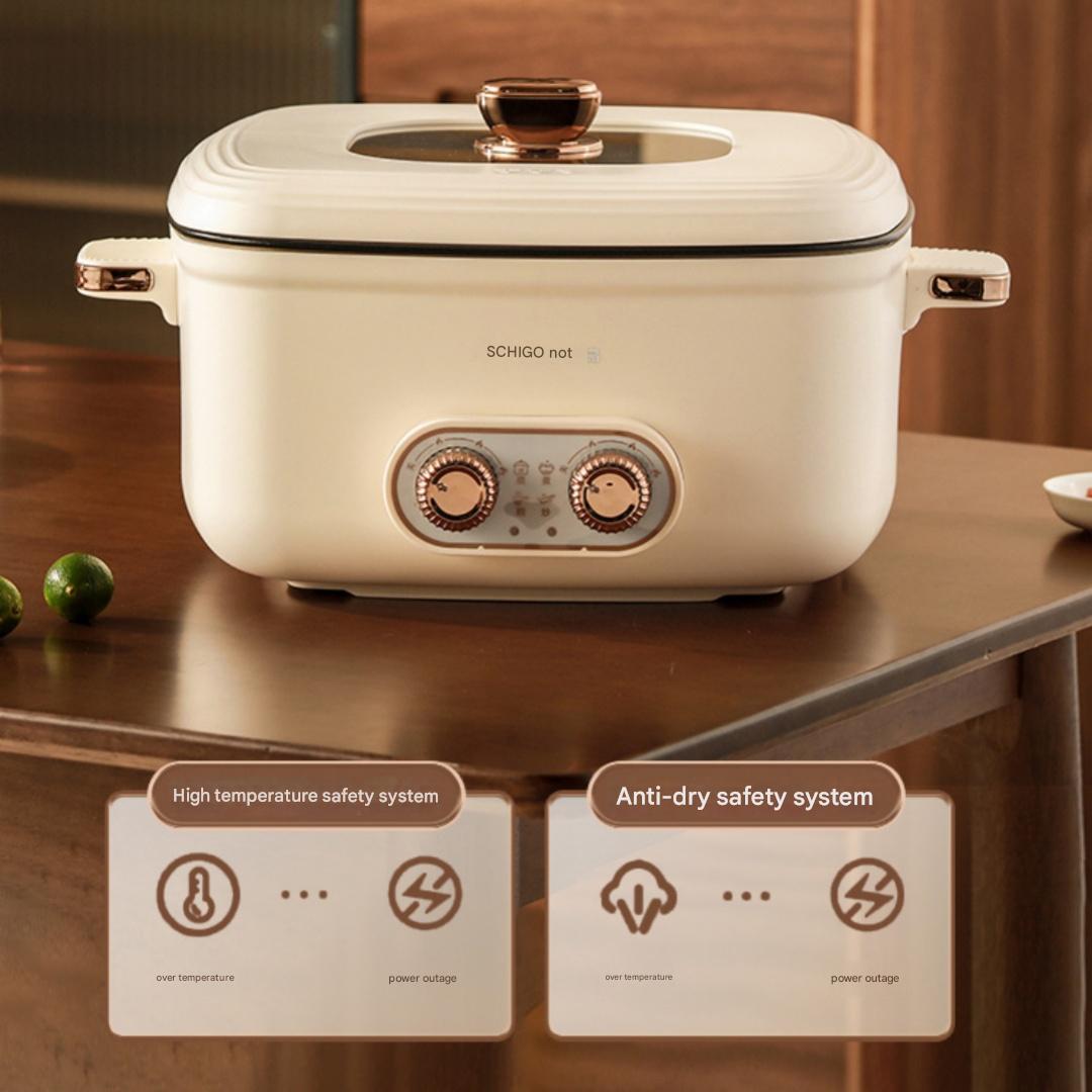 Square Electric Multi-cooker With Zoned Temperature Control_voghion.com